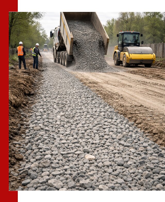 Доставка щебня для отсыпки дорог в Тамбове высокого качества
