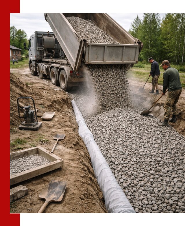 Гравий для дренажа с доставкой в Тамбове качественный и недорогой