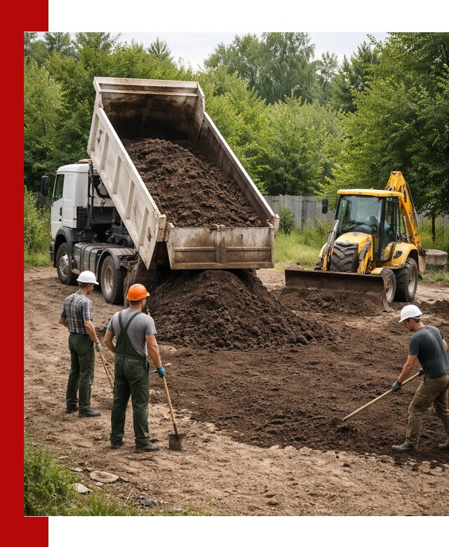 Доставка и укладка грунта для выравнивания участка в Тамбове