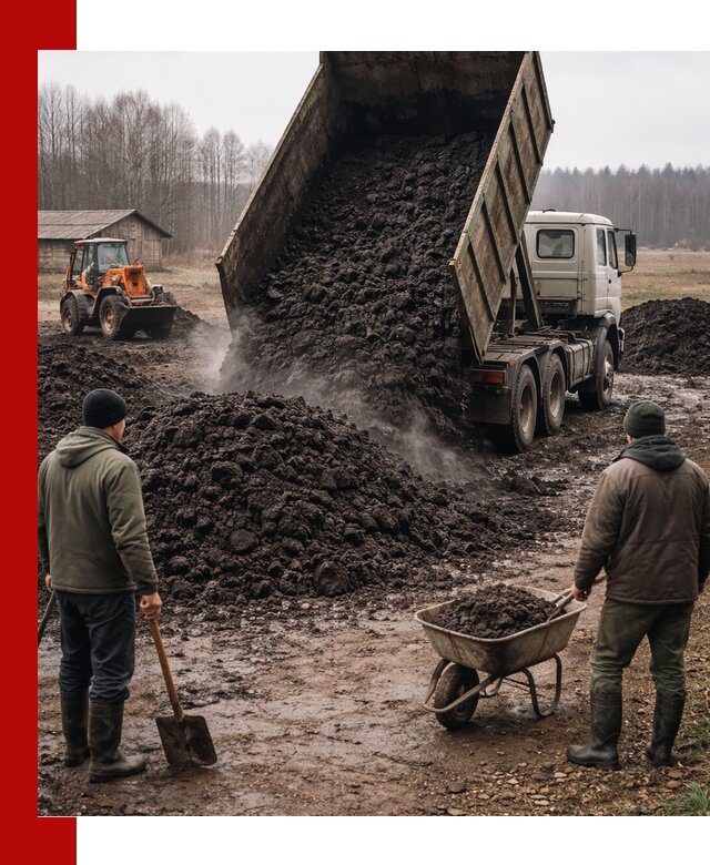 Доставка низинного торфа с разгрузкой и доставкой в Тамбове