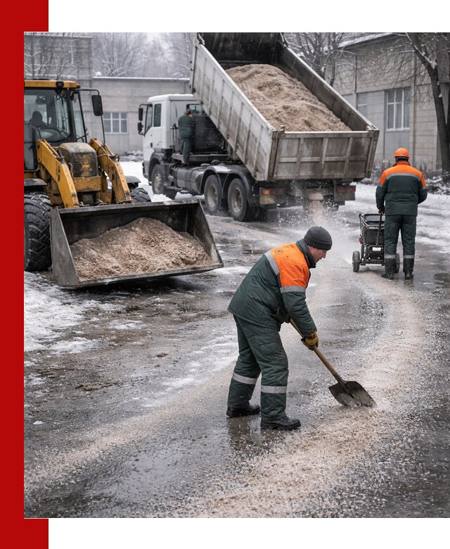 Реагент против гололеда с доставкой и нанесением в Тамбове