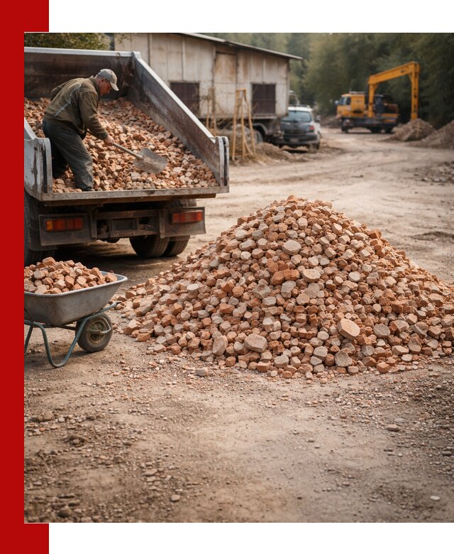 Доставка и подушка из боя кирпича с разгрузкой в Тамбове