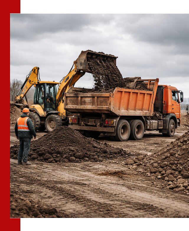 Вывоз грунта и строительного мусора в Тамбове грузовыми самосвалами