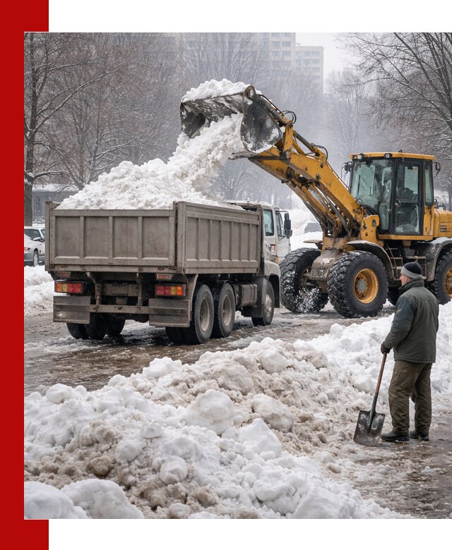 Вывоз снега грузовой техникой в Тамбове оперативно и чисто