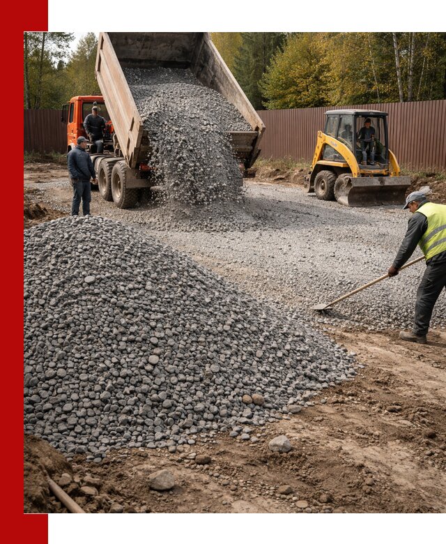 Отсыпка участка щебнем с доставкой и уплотнением в Тамбове